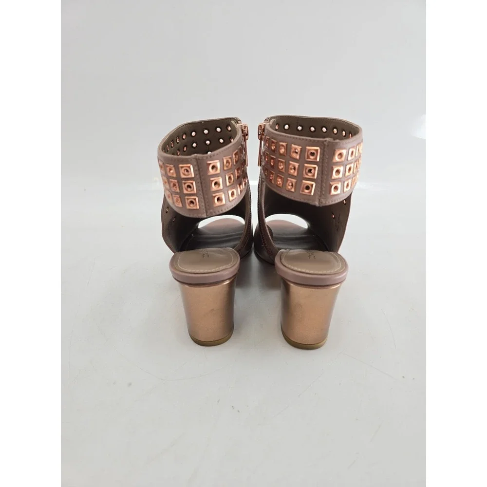 Donald Pliner Janesp Peep-toe Booties Beige Leather with Stud Details Sz 8.5‎